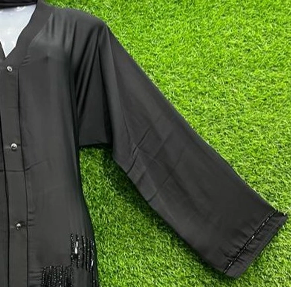 AM FASHION BLACK NIDA HAND EMBROIDERY ABAYA - FREE, BLACK