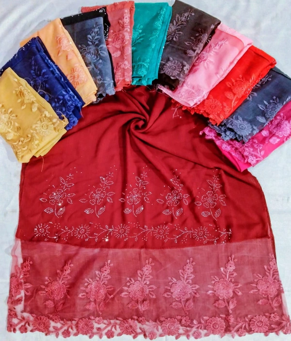 AM FASHION INDIAN PALLA JORJET FABRIC STALL NUG WORK  - 12, 70*180