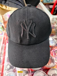 Black Solid Baseball NY Cap  - Black