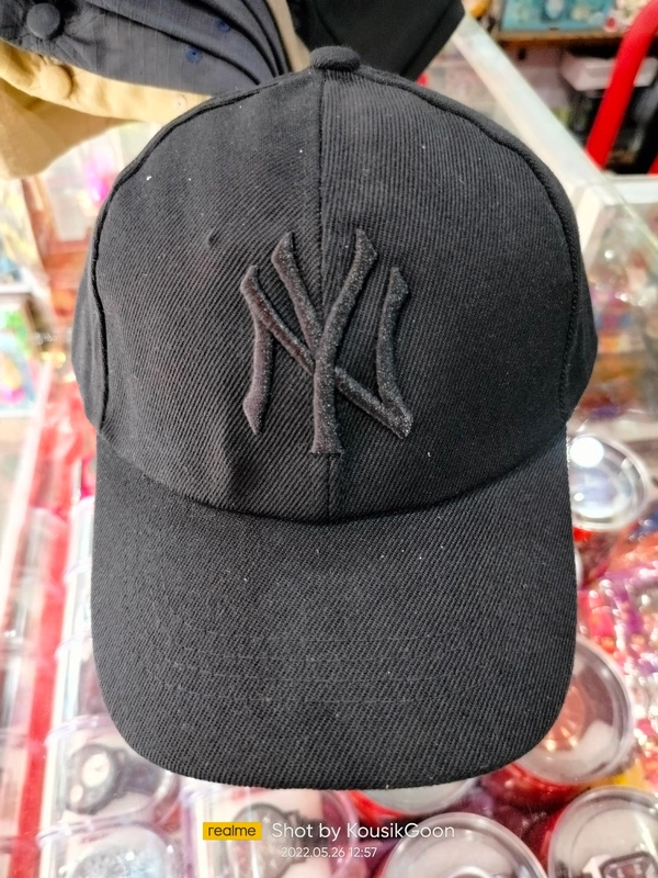 Black Solid Baseball NY Cap  - Black