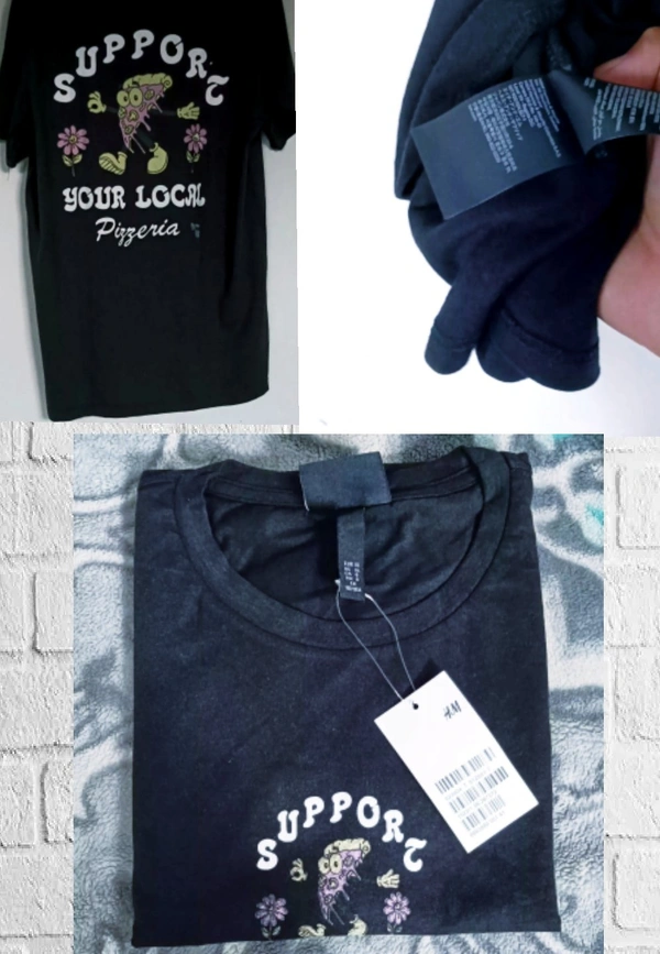 H&M Back printed (Suppore Tee)♣️ - Black , XL