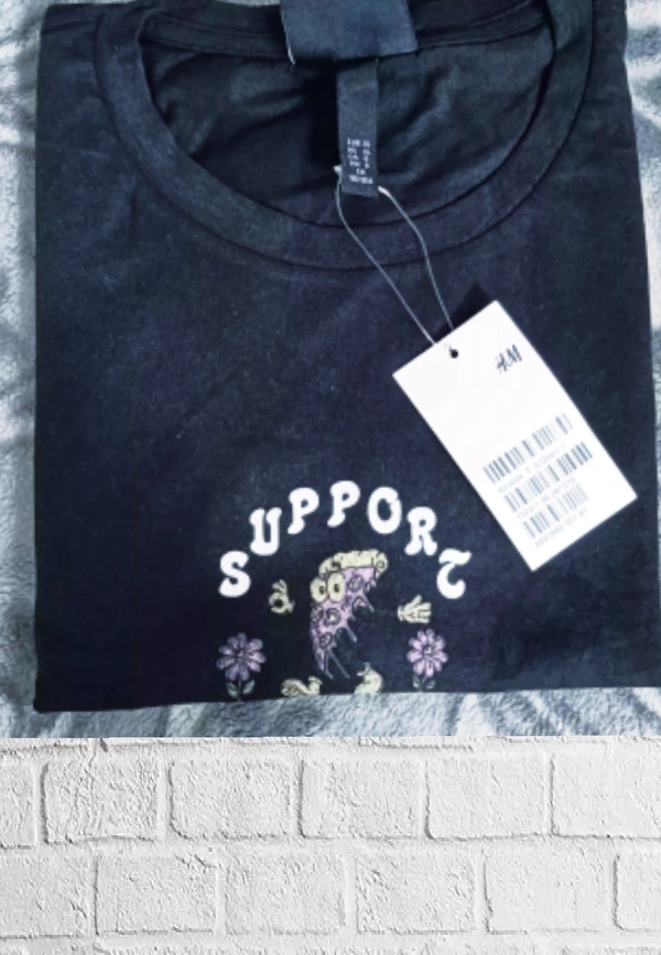 H&M Back printed (Suppore Tee)♣️ - Black , XL