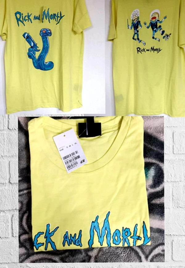 H&M Back printed T-shirts(Ricky n Morty)🥑 - Neon , M