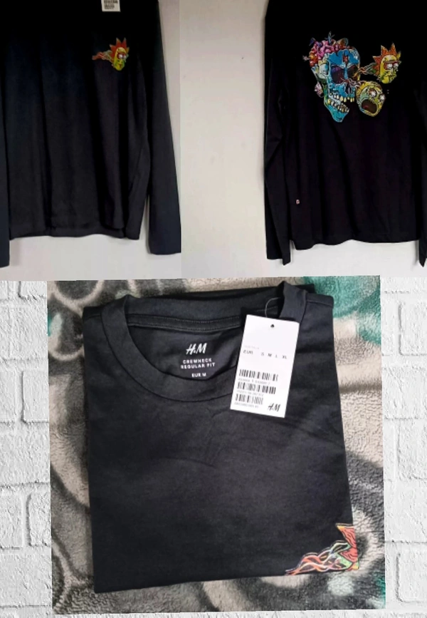 H&M Back printed full sleeve t shirts ♠️ - Black , M