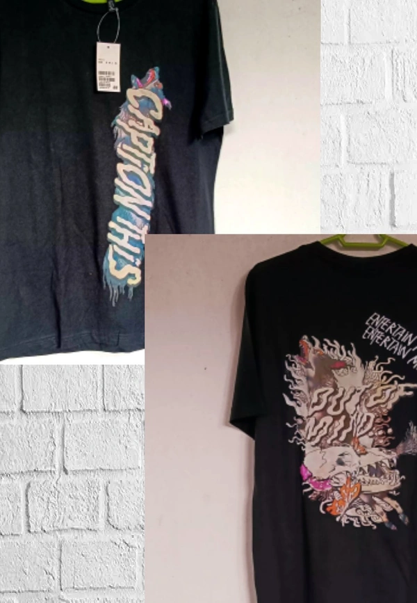 H&M Back printed T-shirts ♠️ - Black , L