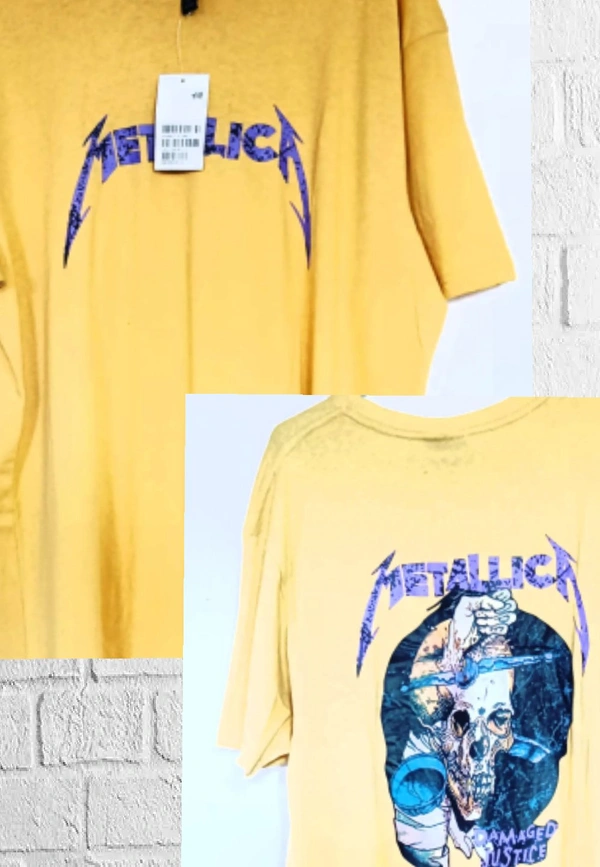 H&M Back printed(Metallica Tee)🍋 - Yellow , L