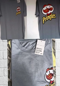 H&M Back printed(Pringles Tee)🏉 - Gray🏉, M