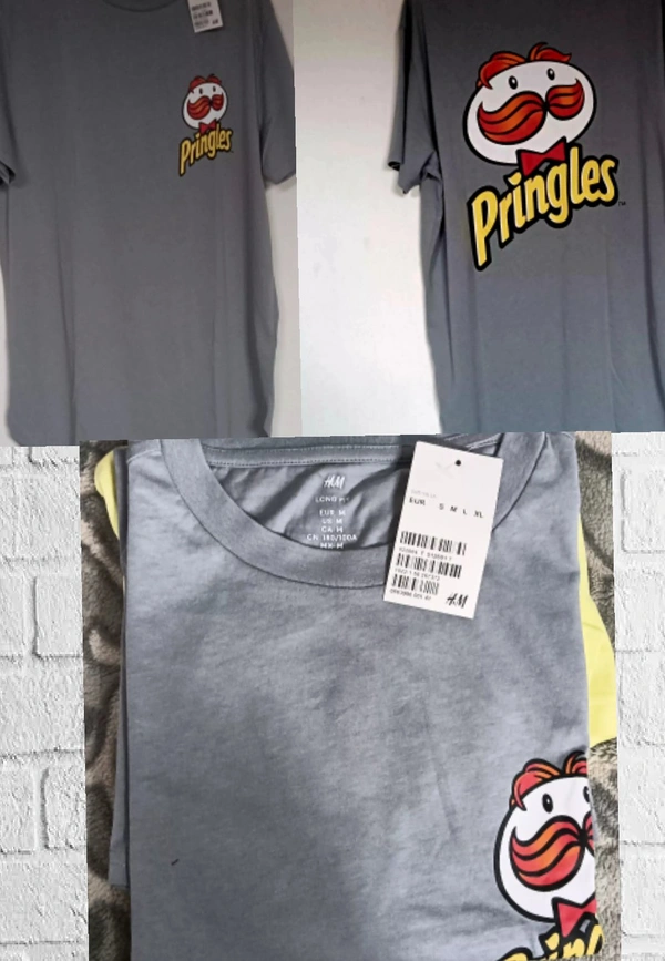 H&M Back printed(Pringles Tee)🏉 - Gray🏉, M