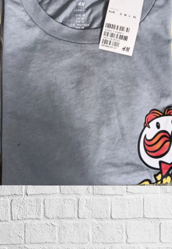 H&M Back printed(Pringles Tee)🏉 - Gray🏉, M
