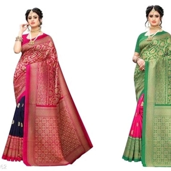 Art SilkBlouse: Running Blouse Saree - 2, 8074880, pink and green, free