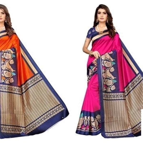Art SilkBlouse: Running Blouse Saree - 2, 8074880, pink and green, free