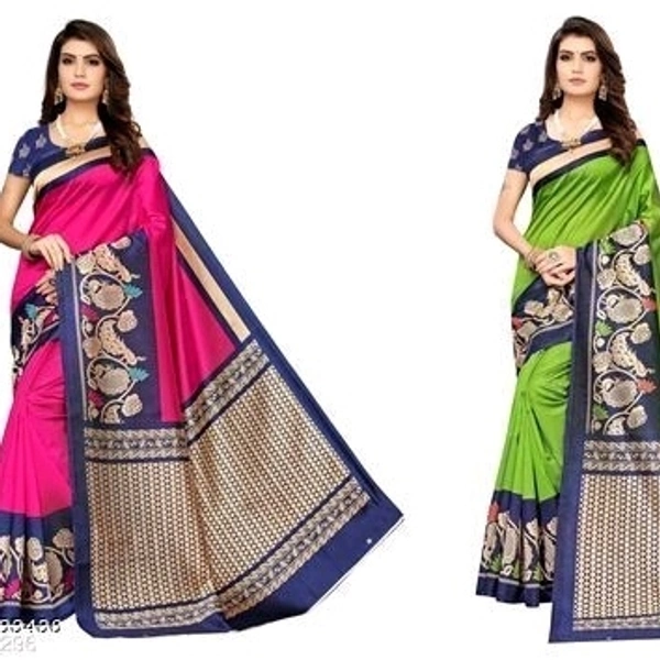 Art SilkBlouse: Running Blouse Saree - 2, 8074880, orange and green, orange and pink