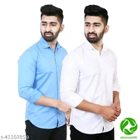 Trendy Ravishing Men ShirtsFabric: Cotton Blend - sky blue and white, low size
