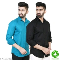 Trendy Ravishing Men ShirtsFabric: Cotton Blend - sky blue and white, low size