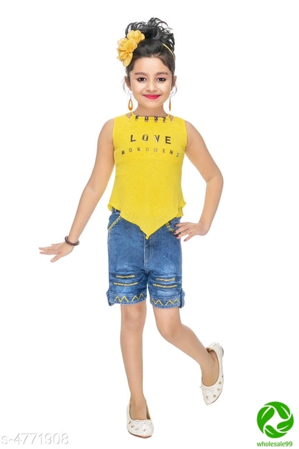 Modern Classy Girls Top & Bottom Set - yallow, 2-3years