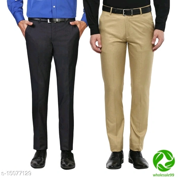 Inspire Pack Of 2 Formal Trousers (Khaki & Grey) - blue and black, 2
