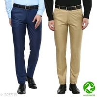 Inspire Pack Of 2 Formal Trousers (Khaki & Grey) - black and golden, 2
