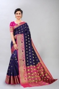 KREZVI Woven Banarasi Cotton Silk Saree - golden