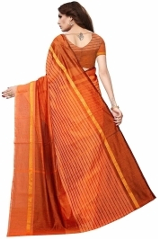StyleDeal Solid, Striped Guntur Cotton Blend Saree - 10