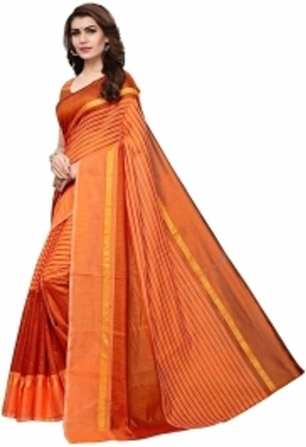 StyleDeal Solid, Striped Guntur Cotton Blend Saree - 10