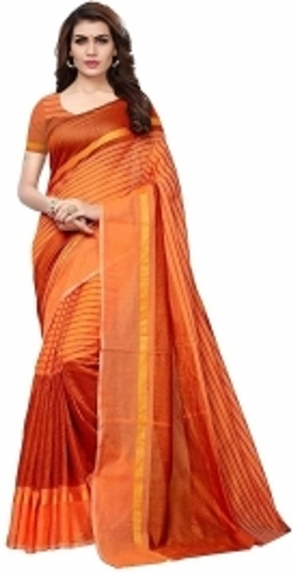 StyleDeal Solid, Striped Guntur Cotton Blend Saree - 10