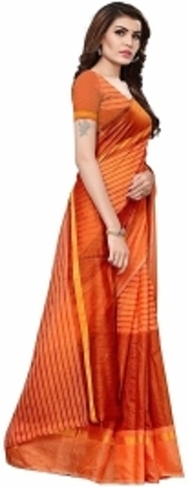 StyleDeal Solid, Striped Guntur Cotton Blend Saree - 10