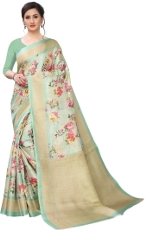 Ruchika Fashion Floral Print Bhagalpuri Khadi Silk Saree - 1, free
