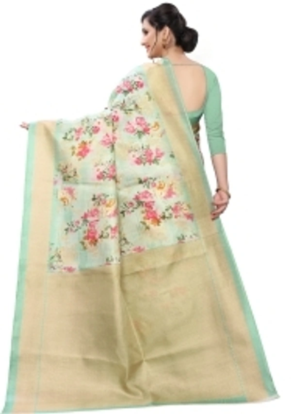 Ruchika Fashion Floral Print Bhagalpuri Khadi Silk Saree - 1, free