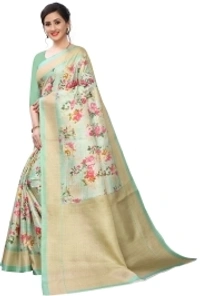 Ruchika Fashion Floral Print Bhagalpuri Khadi Silk Saree - 1, free