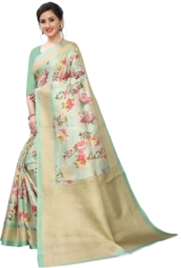 Ruchika Fashion Floral Print Bhagalpuri Khadi Silk Saree - 1, free