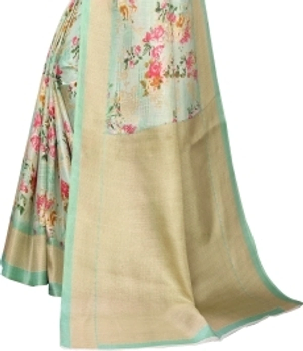 Ruchika Fashion Floral Print Bhagalpuri Khadi Silk Saree - 1, free