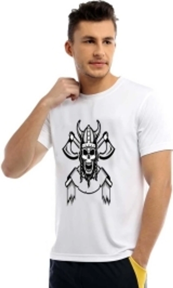 T Shirt SK SMART COLLECTION Printed Men Round Neck White T-Shirt - L