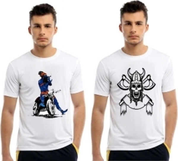 T Shirt SK SMART COLLECTION Printed Men Round Neck White T-Shirt - L