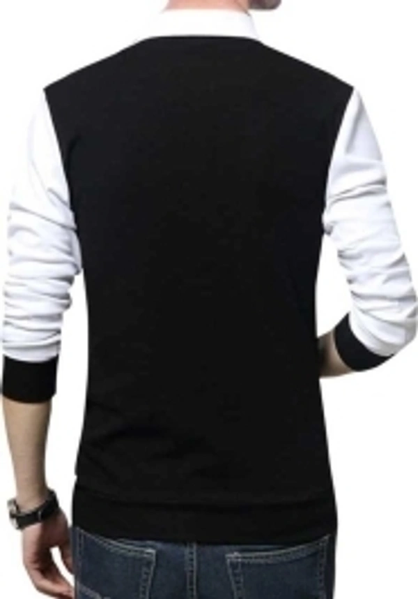 Try This Men Color Block Casual White, Black Shirt - black, M