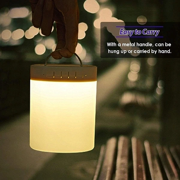 LED Touch Lamp Bluetooth Speaker, Wireless HiFi Speaker Light, USB Rechargeable Portable - White