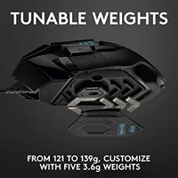 ‎Logitech G Logitech G502 Hero High Performance Wired Gaming Mouse, Hero 25K Sensor, 25,600 DPI, RGB, Adjustable Weights, 11 Programmable Buttons, On-Board Memory, PC/Mac - Black - Black