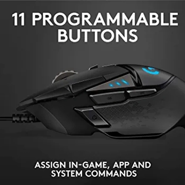 ‎Logitech G Logitech G502 Hero High Performance Wired Gaming Mouse, Hero 25K Sensor, 25,600 DPI, RGB, Adjustable Weights, 11 Programmable Buttons, On-Board Memory, PC/Mac - Black - Black