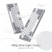‎Redragon Redragon K617 Fizz 60% Wired RGB Gaming Keyboard, 61 Keys Compact Mechanical Keyboard w/White and Grey Color Keycaps, Linear Red Switch, Pro Driver/Software Supported - Gray and White, ‎31 x 13.5 x 4