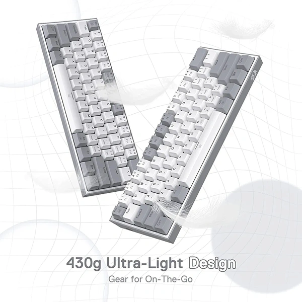 ‎Redragon Redragon K617 Fizz 60% Wired RGB Gaming Keyboard, 61 Keys Compact Mechanical Keyboard w/White and Grey Color Keycaps, Linear Red Switch, Pro Driver/Software Supported - Gray and White, ‎31 x 13.5 x 4