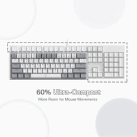 ‎Redragon Redragon K617 Fizz 60% Wired RGB Gaming Keyboard, 61 Keys Compact Mechanical Keyboard w/White and Grey Color Keycaps, Linear Red Switch, Pro Driver/Software Supported - Gray and White, ‎31 x 13.5 x 4