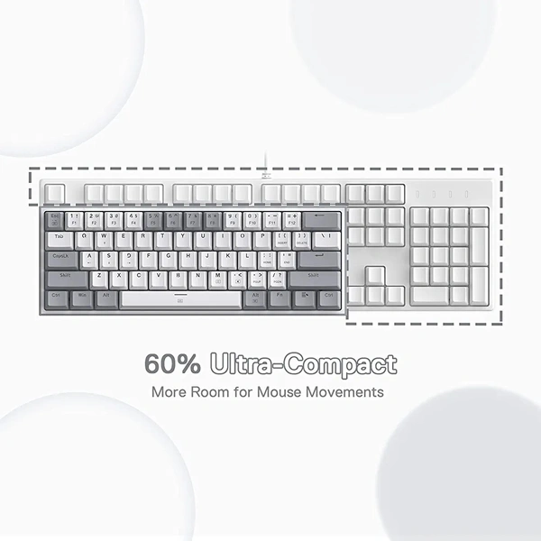 ‎Redragon Redragon K617 Fizz 60% Wired RGB Gaming Keyboard, 61 Keys Compact Mechanical Keyboard w/White and Grey Color Keycaps, Linear Red Switch, Pro Driver/Software Supported - Gray and White, ‎31 x 13.5 x 4