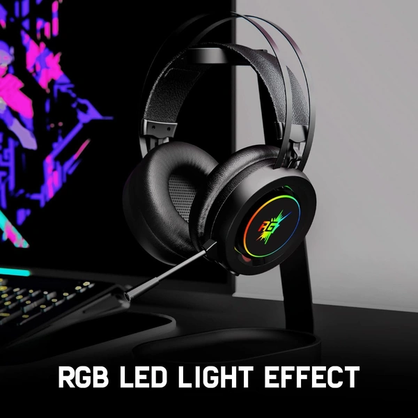 Redgear Cloak Wired RGB Wired Over Ear Gaming Headphones with Mic for PC - Black