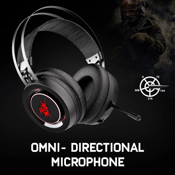 Redgear Cloak Wired RGB Wired Over Ear Gaming Headphones with Mic for PC - Black