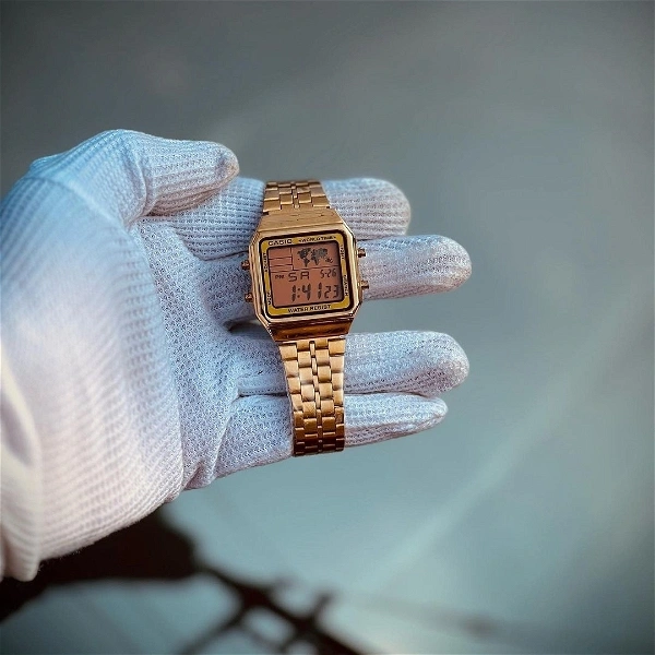 Casia A500W Digital Watch With High Quality Strap Best Finishing Body & Case - Gold