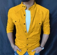 CASUAL FULL SLEEVES PLAIN SHIRTS  - RED, M