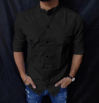 CASUAL FULL SLEEVES PLAIN SHIRTS  - RED, M