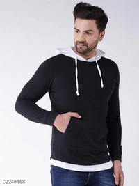 FULL SLEEVES HOODED NECK MENS T-SHIRT - GREEN, XL