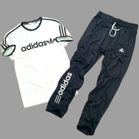 ADIDAS PRINTED HALF SLEEVES T-SHIRT+TRACK PANT - YELLOW, M