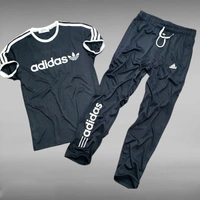 ADIDAS PRINTED HALF SLEEVES T-SHIRT+TRACK PANT - YELLOW, M