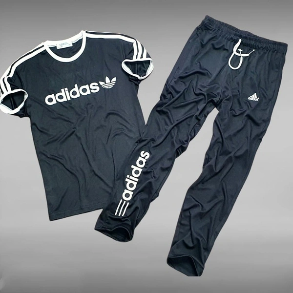 ADIDAS PRINTED HALF SLEEVES T-SHIRT+TRACK PANT - YELLOW, M